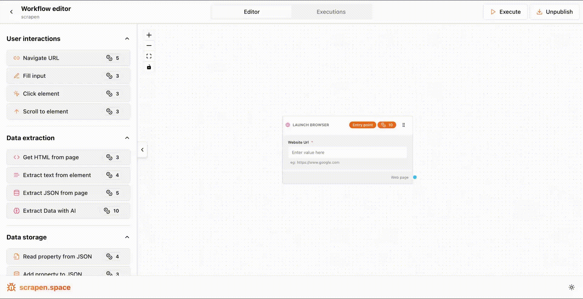 Scrapen.space workflow demonstration